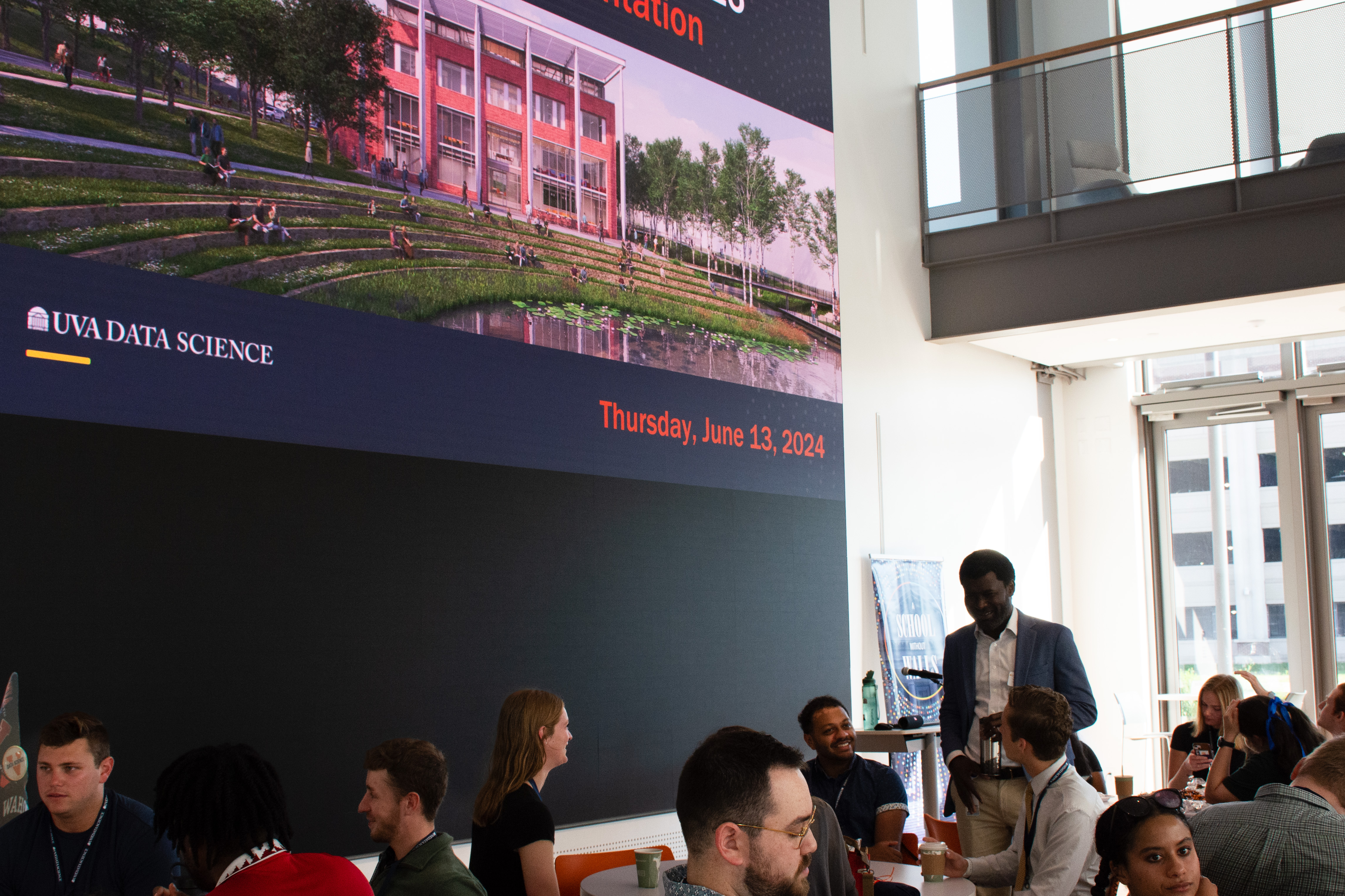 Prince Afriyie talks with students at orientation