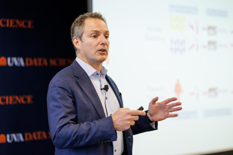 Adam Ruttenberg delivers keynote remarks at UVA’s Conference on Leadership in Business, Data, and Intelligence (Image courtesy of Avi Gerver Photography).