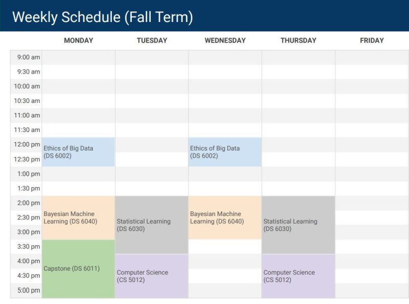 msds fall schedule