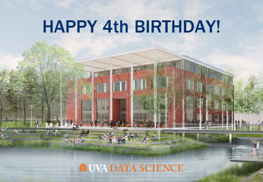 Happy Fourth Birthday School of Data Science artist rendering of building to come