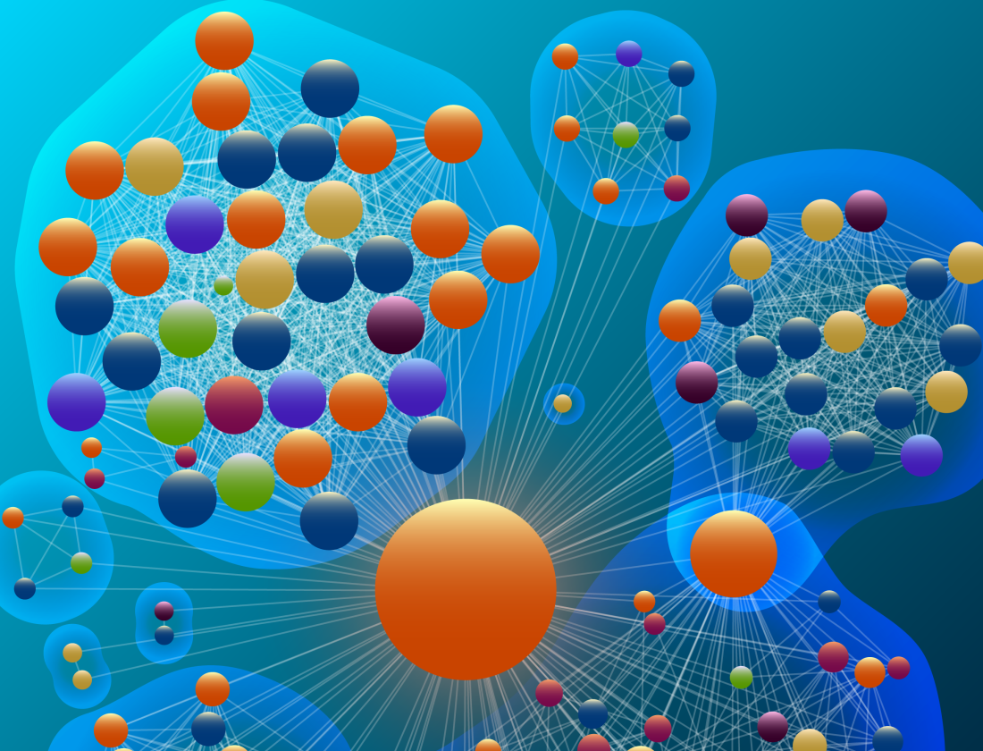 Pictured is the network neighborhood of co-citations around a scientific paper. Image credit: Alice Grishchenko, Alexander Gates, Qing Ke, and Albert-László Barabási.