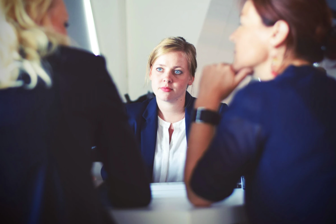 female data scientist being interviewed