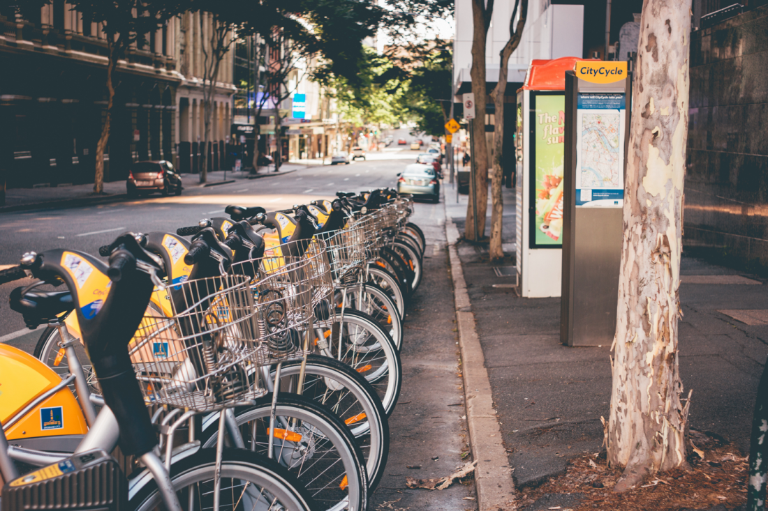 Bicycles in a row