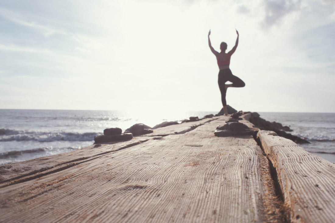 Yoga on a dock