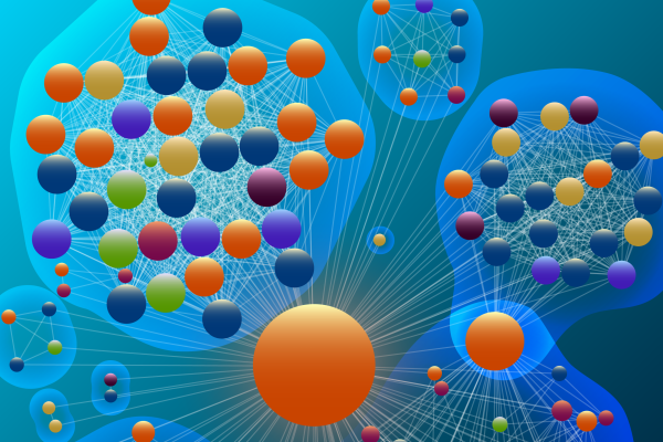 Pictured is the network neighborhood of co-citations around a scientific paper. Image credit: Alice Grishchenko, Alexander Gates, Qing Ke, and Albert-László Barabási.