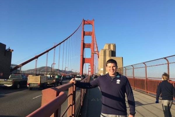 Online MSDS Student Andrew Hogue at the Golden Gate Bridge