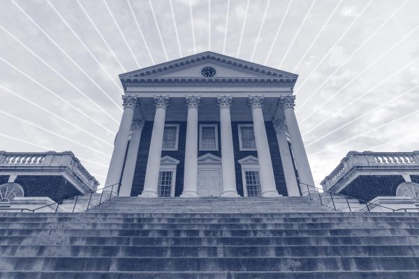 The Rotunda with six tall columns stands atop wide stone steps.