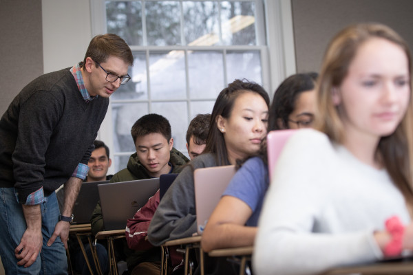 Professor Brian Wright and students in classroom
