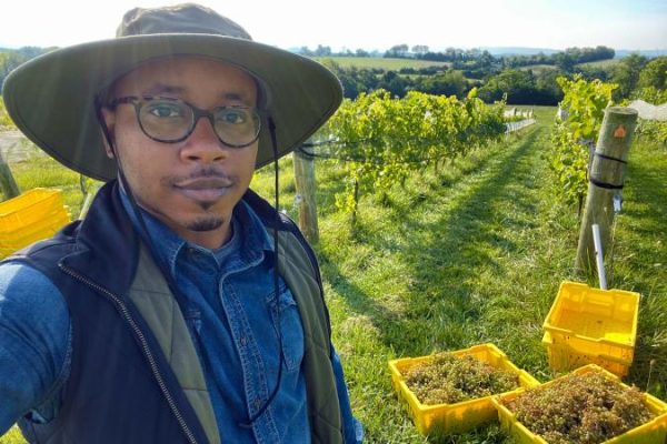 Reggie Leonard working at winery