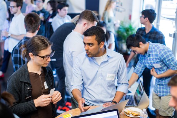 students around table