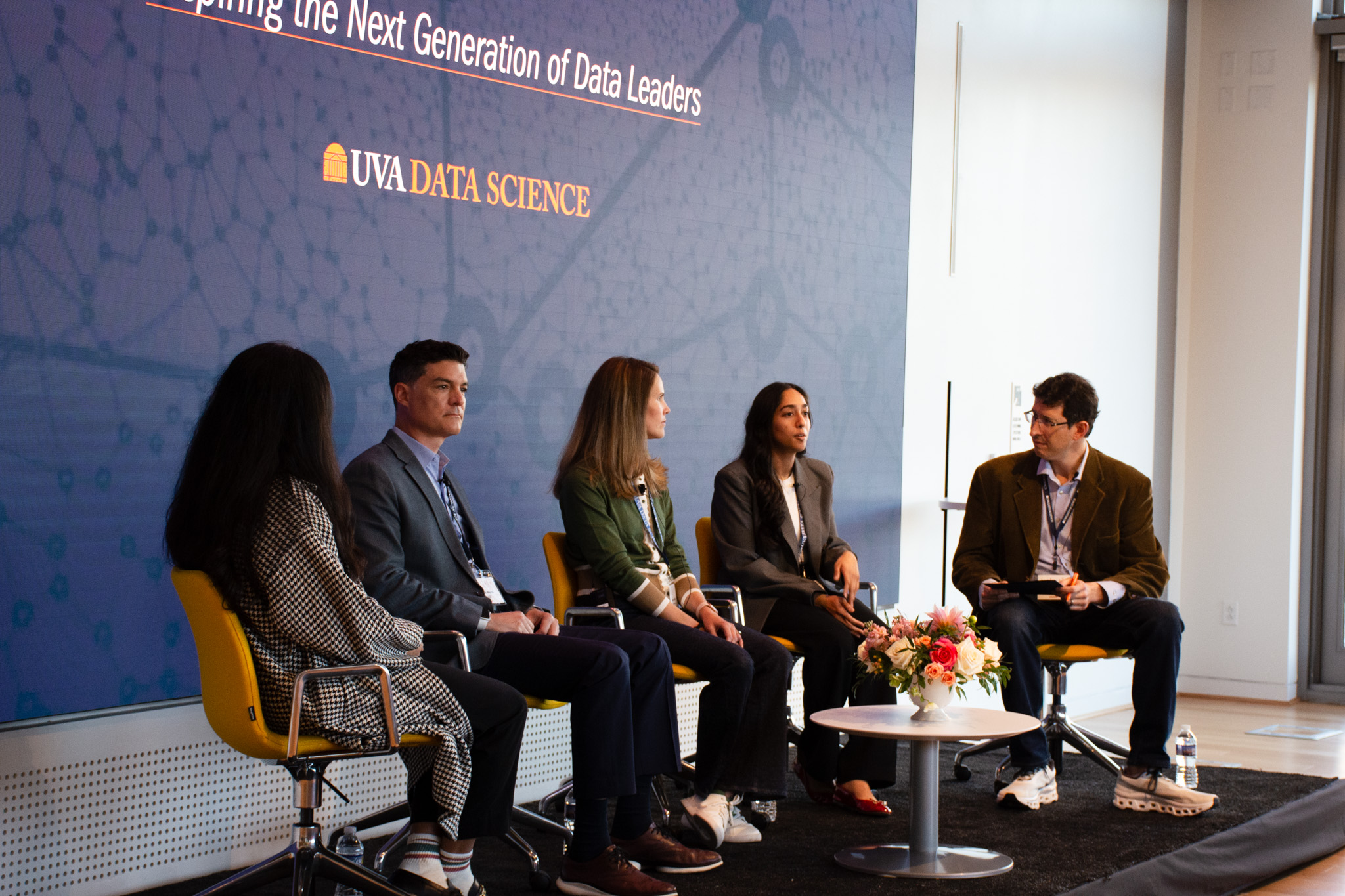 UVA Data Science Datapalooza 2024 panel with 5 people sitting on a stage