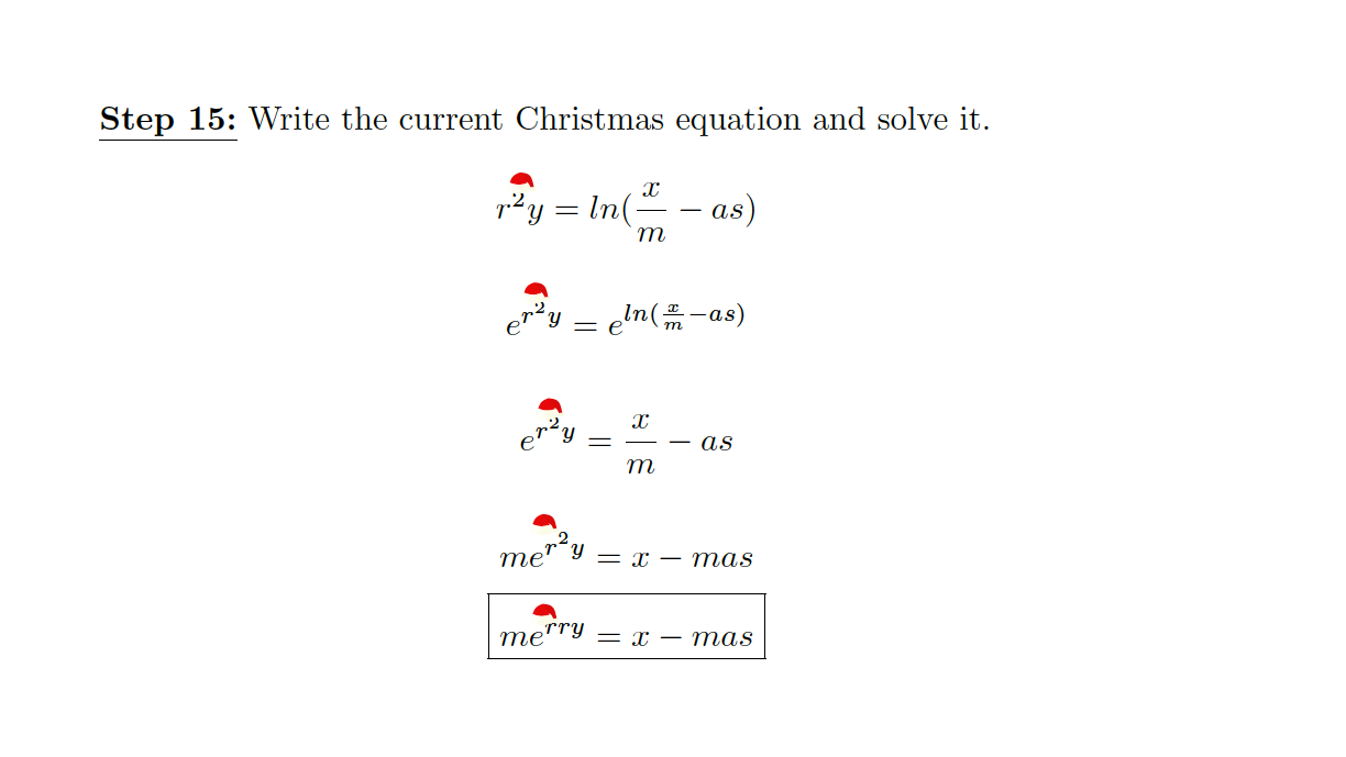 Multivariate Calculus Merry Christmas Equation